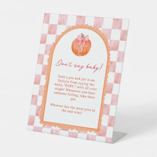 Waterverf Roze Pompoen Welkom Baby Shower Reclamebord Met Voetstuk