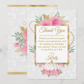 Waterverf Roze pompoenen goudolie zoet 16 Bedankkaart (Voorkant / Achterkant)