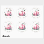 Waterverf roze pompoenen retouradres ronde sticker (Vel)