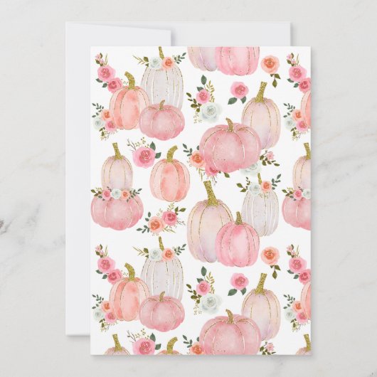 Waterverf Roze pompoenen Rozen | BABY SHOWER Kaart (Achterkant)