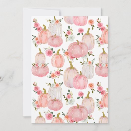 Waterverf Roze pompoenen Rozen | BABY SHOWER Kaart (Achterkant)