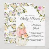 Waterverf Roze pompoenen Rozen | BABY SHOWER Kaart (Voorkant / Achterkant)