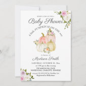 Waterverf Roze pompoenen Rozen | BABY SHOWER Kaart (Voorkant)