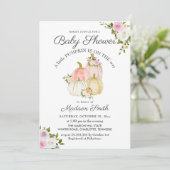 Waterverf Roze pompoenen Rozen | BABY SHOWER Kaart (Staand voorkant)
