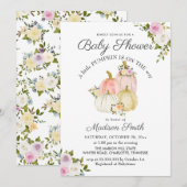 Waterverf Roze pompoenen Rozen | BABY SHOWER Kaart (Voorkant / Achterkant)