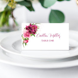 Waterverf Roze ponden Rustic Wedding Place Card Plaatskaartje