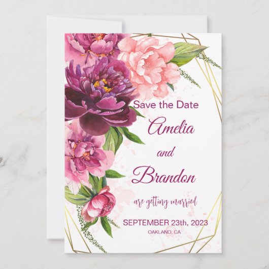 Waterverf Roze pondjes Rustic Wedding Save The Date (Voorkant)