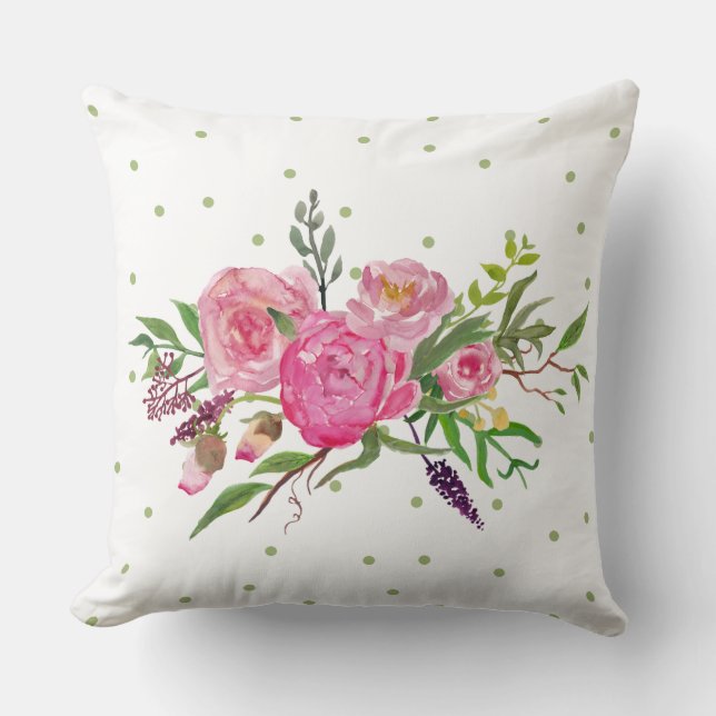 Waterverf roze pony's Accent Pillow Kussen (Voorkant)