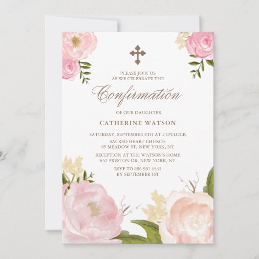 Waterverf Roze pony's Bevestiging Uitnodiging (Voorkant)