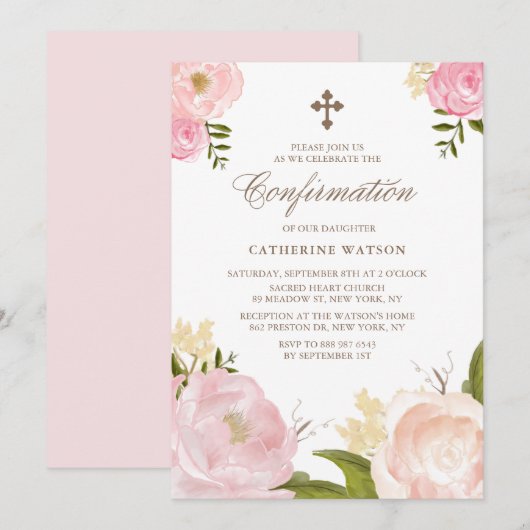 Waterverf Roze pony's Bevestiging Uitnodiging (Voorkant / Achterkant)