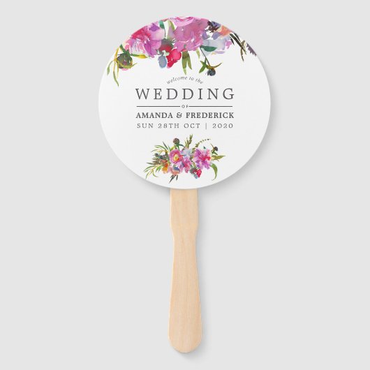 Waterverf roze pony's handwaaier (Voorkant)