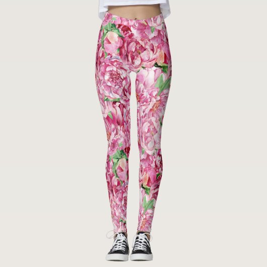 Waterverf roze pony's leggings (Voorkant)