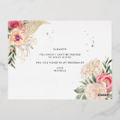 Waterverf roze pony's zullen mijn Bridesmaid zijn Folie Uitnodiging Briefkaart (Achterkant)