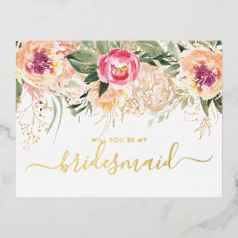 Waterverf roze pony's zullen mijn Bridesmaid zijn Folie Uitnodiging Briefkaart