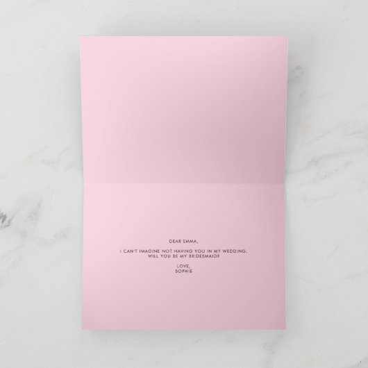 Waterverf roze pony's zullen mijn Bridesmaid zijn Kaart (Binnen)