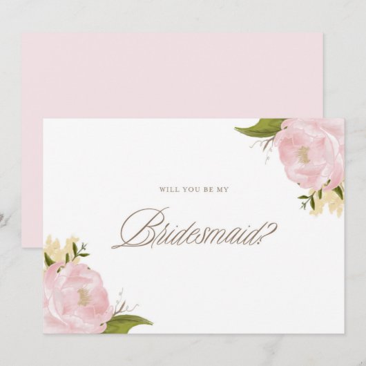 Waterverf roze pony's zullen mijn Bridesmaid zijn Kaart (Voorkant / Achterkant)