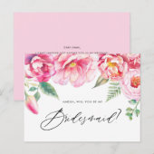 Waterverf roze pony's zullen mijn Bridesmaid zijn Uitnodiging Briefkaart (Voorkant / Achterkant)