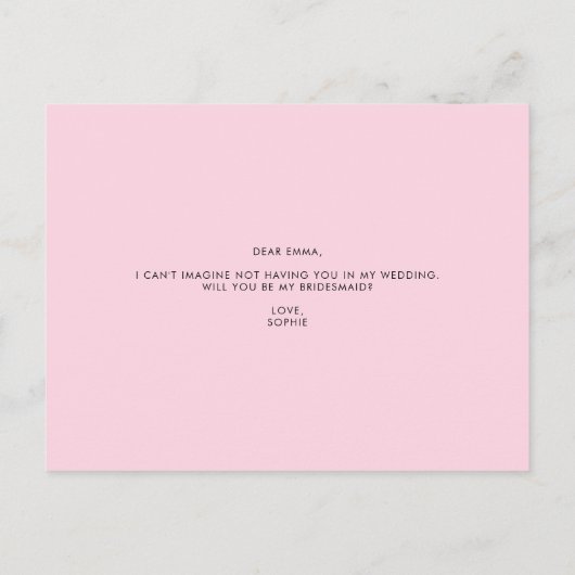 Waterverf roze pony's zullen mijn Bridesmaid zijn Uitnodiging Briefkaart (Achterkant)