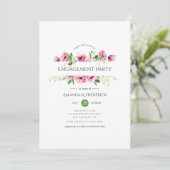 Waterverf Roze Poppies Engagement Party Kaart (Staand voorkant)