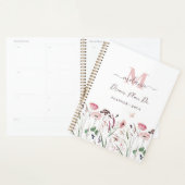Waterverf Roze Poppy Custom Name Monogram Planner (Display)