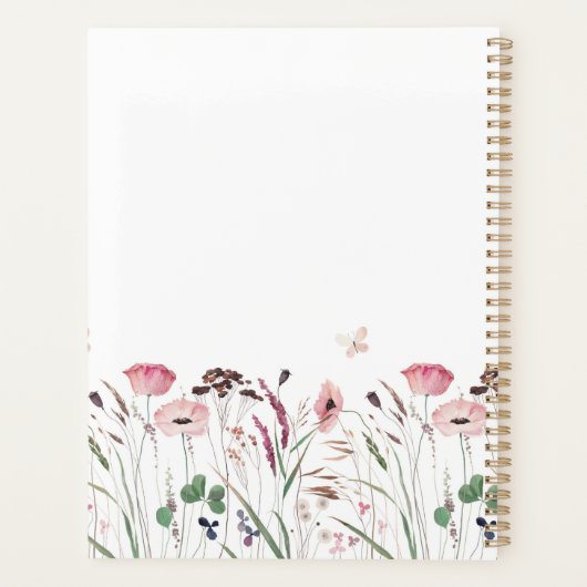 Waterverf Roze Poppy Custom Name Monogram Planner (Achterkant)