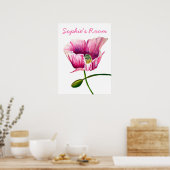 Waterverf roze poppy girl' room poster (Keuken)