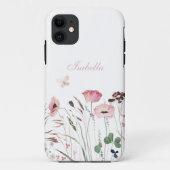 Waterverf Roze Poppy Meadow Aangepaste Naam Case-Mate iPhone Case (Achterkant)