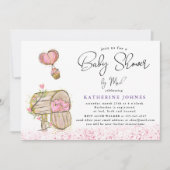 waterverf roze postvak virtueel baby shower uitnod (Voorkant)