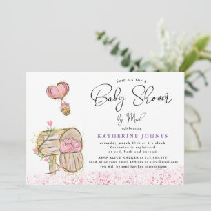 waterverf roze postvak virtueel baby shower uitnod