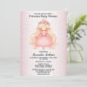 Waterverf Roze Prinses Baby shower Partij Kaart (Staand voorkant)