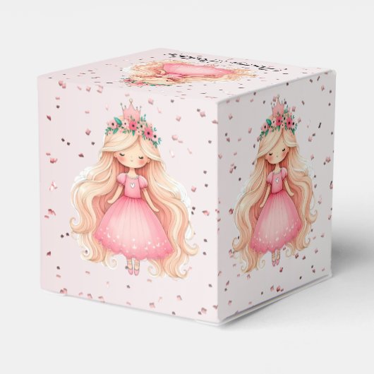 Waterverf Roze Prinses Verjaardagsfeest Schattige Bedankdoosjes (Achterkant)