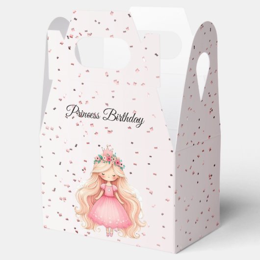 Waterverf Roze Prinses Verjaardagsfeest Schattige Bedankdoosjes (Geopend)
