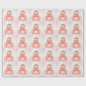 Waterverf Roze Prinses Verjaardagsfeest Schattige Cadeaupapier (Vlak)