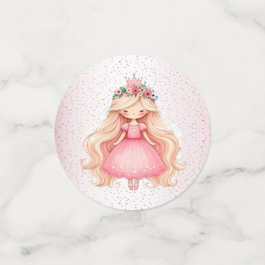 Waterverf Roze Prinses Verjaardagsfeest Schattige Confetti (Kleine voorkant)