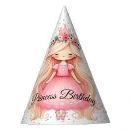 Waterverf Roze Prinses Verjaardagsfeest Schattige Feesthoedjes