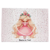 Waterverf Roze Prinses Verjaardagsfeest Schattige Groot Cadeauzakje (Achterkant)