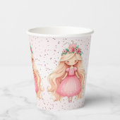 Waterverf Roze Prinses Verjaardagsfeest Schattige Papieren Bekers (Achterkant)