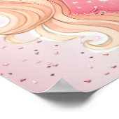 Waterverf Roze Prinses Verjaardagsfeest Schattige Poster (Hoek)