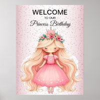 Waterverf Roze Prinses Verjaardagsfeest Schattige