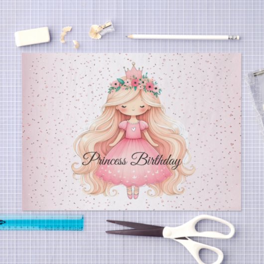 Waterverf Roze Prinses Verjaardagsfeest Schattige Tissuepapier (Craft)
