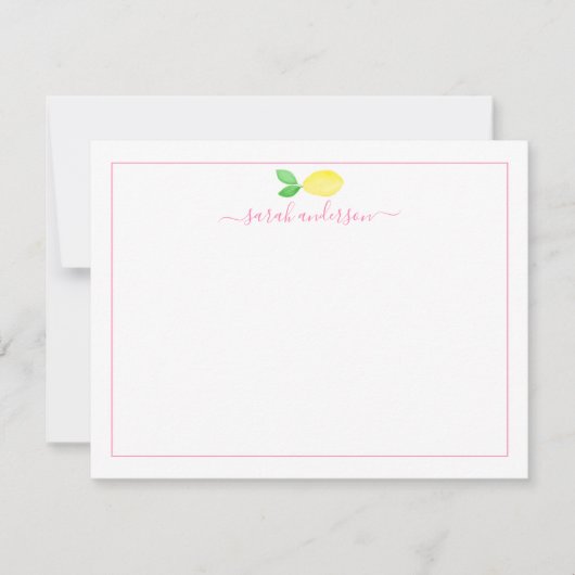 Waterverf Roze rand Aangepaste rand Notitiekaartje (Voorkant)