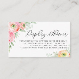 Waterverf Roze Ranunculus Flowers Display Douche Informatiekaartje