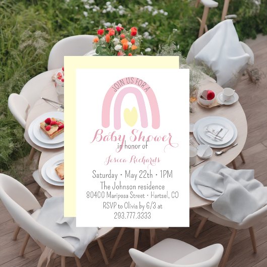 Waterverf roze regenboog Baby shower Invitat Kaart