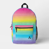 Waterverf Roze Regenboog Strepen Monogram Bedrukte Rugzak (Voorkant)