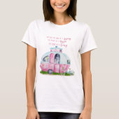 Waterverf Roze Retro Camper Caravan T-shirt (Voorkant)
