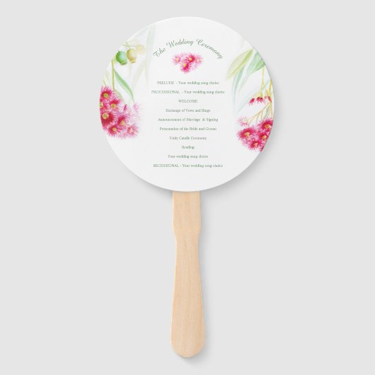 Waterverf roze rode bloemen - goudboombruiloft handwaaier (Achterkant)