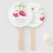 Waterverf roze rode bloemen - goudboombruiloft handwaaier (Voorkant en achterkant)