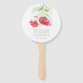 Waterverf roze rode bloemen - goudboombruiloft handwaaier (Voorkant)
