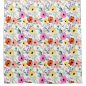 Waterverf roze, rode, gele bloemen douchegordijn (Voorkant)