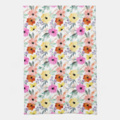 Waterverf roze, rode, gele bloemen theedoek (Verticaal)